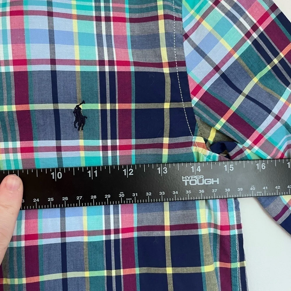 Ralph Lauren Boys Plaid Button Down Shirt in Blue and Pink